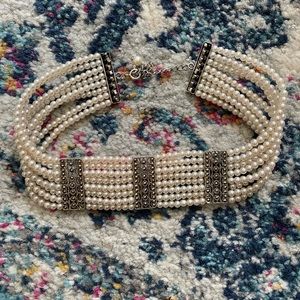 Vintage Pearl and Crystal Choker Necklace
